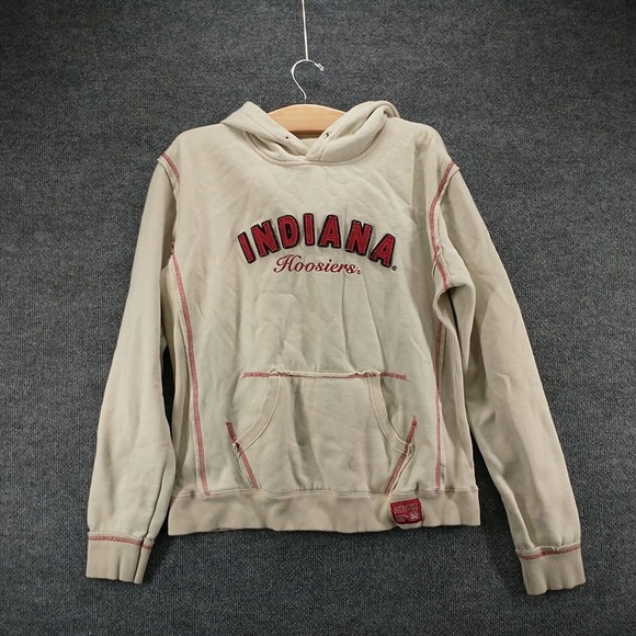 Colosseum Athletics Womens Indiana Hoosiers Pullover Hoodie Cream XL Embroidered - Picture 2 of 14